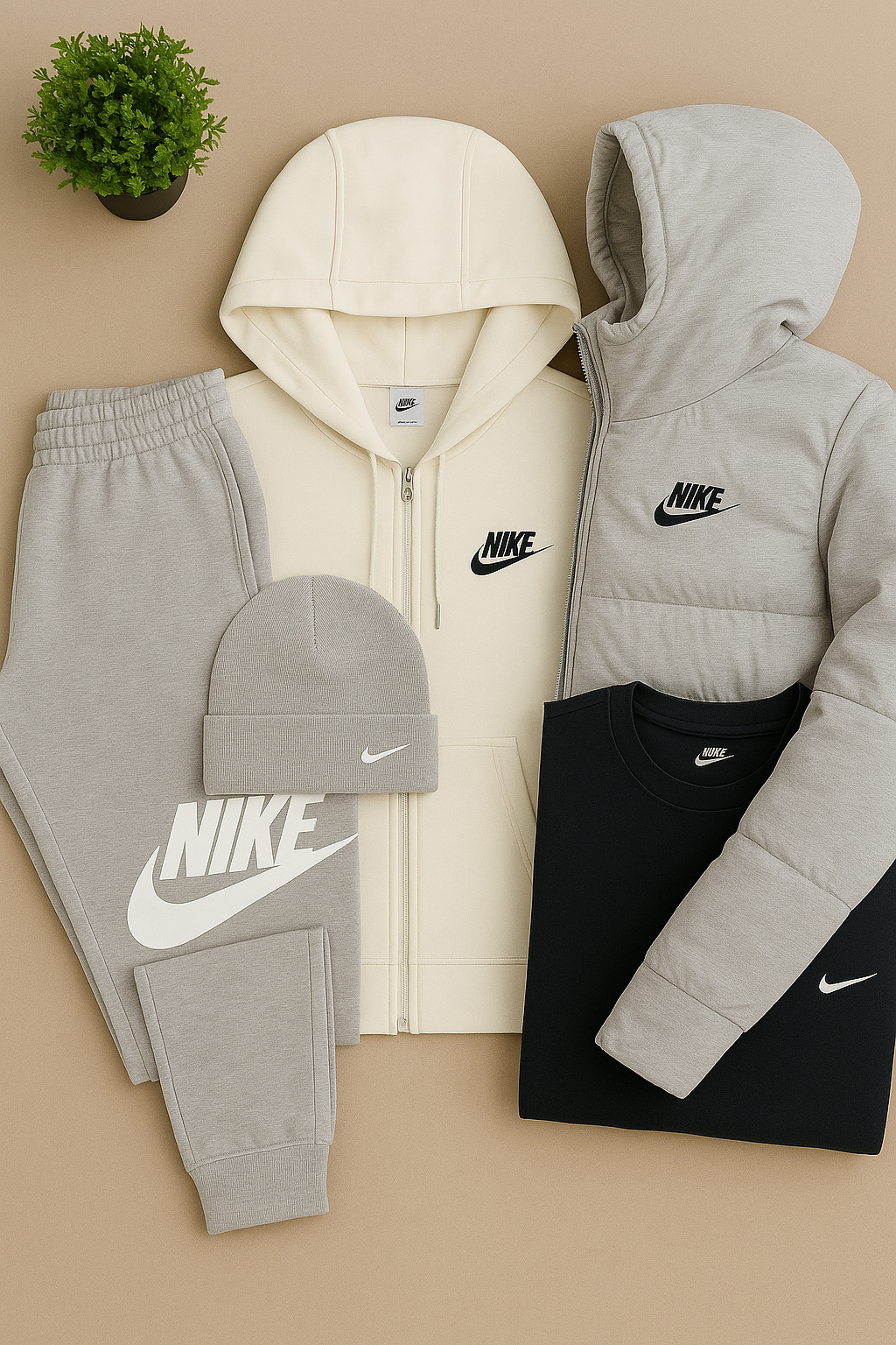  Winter Set - Puffer Jacket, Hoodie, Pants &amp; Beanie