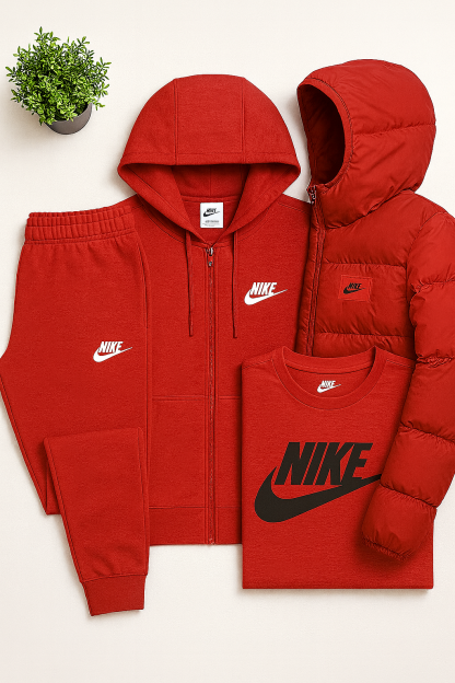 ™ Men’s Complete Set – Fleece Tracksuit + Logo T-Shirt + Winter Puffer Jacket
