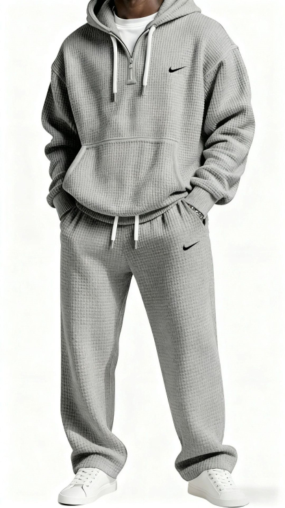 Men's Waffle Knit Hoodie and Sweatpants Set