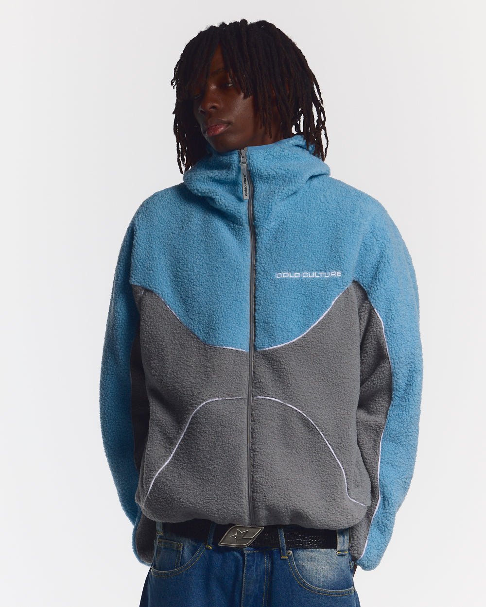 NO RISK FLEECE JACKET STONE GREY/STERLING BLUE