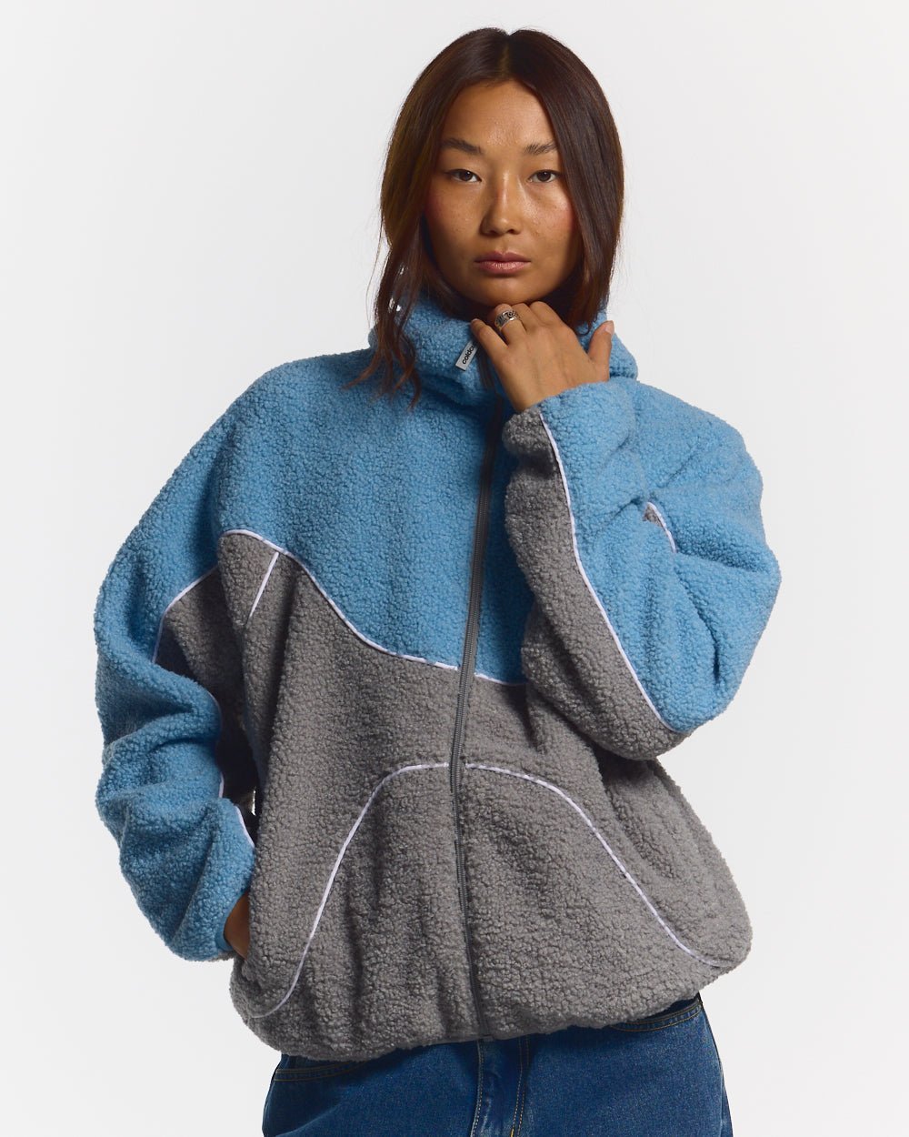 NO RISK FLEECE JACKET STONE GREY/STERLING BLUE