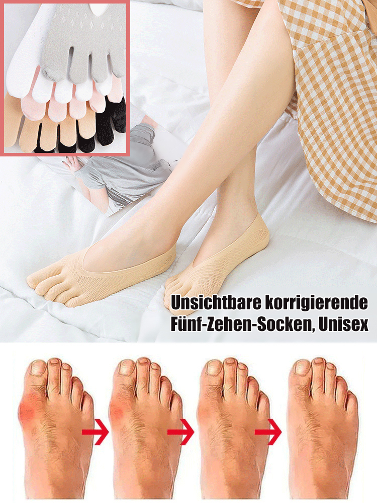 Orthopäden empfehlen unsichtbare, korrigierende Fünf-Finger-Socken.