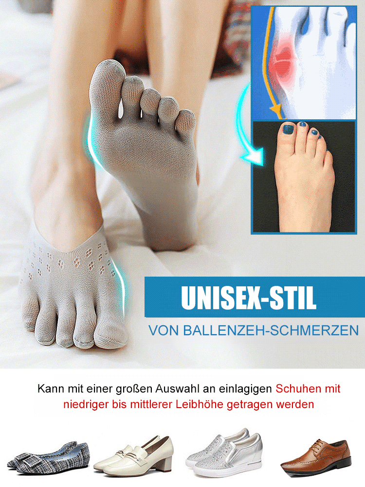 Orthopäden empfehlen unsichtbare, korrigierende Fünf-Finger-Socken.