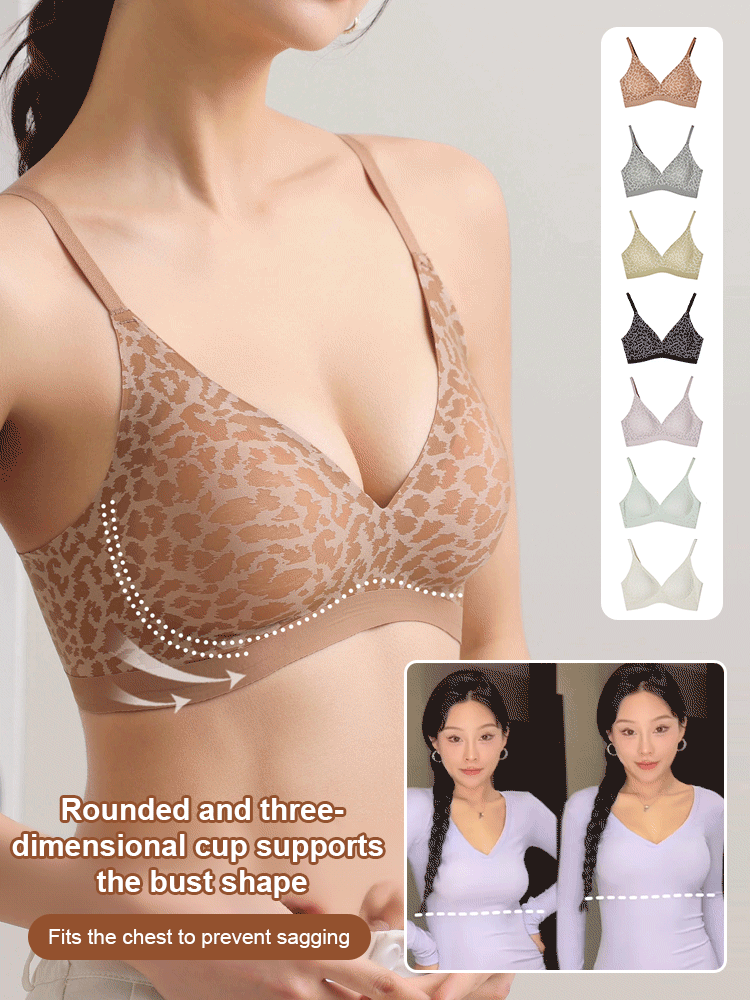 【👙 Comfortable and Pressure-Free】Sexy Leopard Print 🐆 U-Back Bra with Side Support and Anti-Slippage Cups
