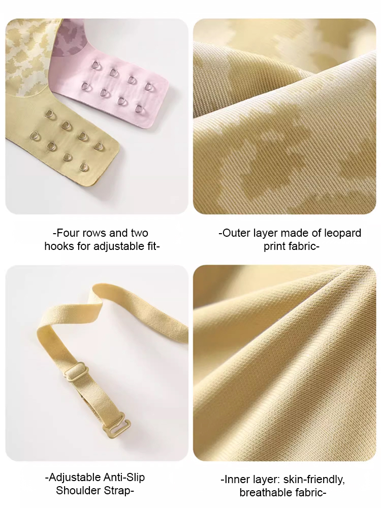 【👙 Comfortable and Pressure-Free】Sexy Leopard Print 🐆 U-Back Bra with Side Support and Anti-Slippage Cups