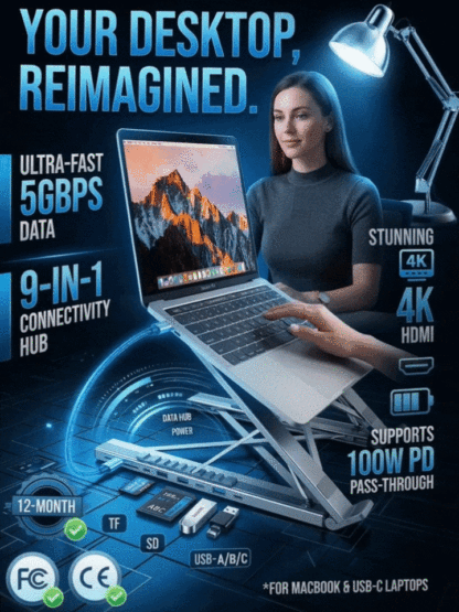 💻️Laptop Stand & Dock, Folds in One Second, an Essential for Digital Nomads