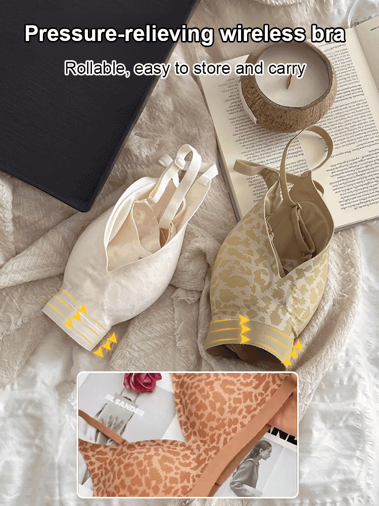 【👙 Comfortable and Pressure-Free】Sexy Leopard Print 🐆 U-Back Bra with Side Support and Anti-Slippage Cups