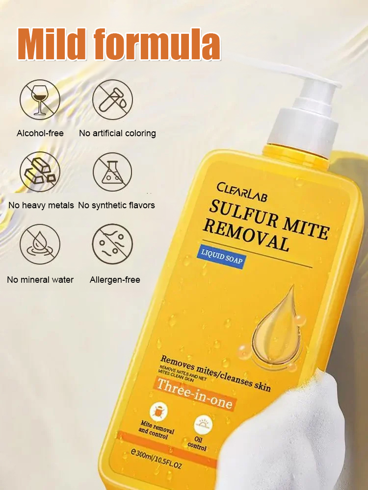🧴3-in-1 Sulfur Anti-Mite Body Wash | 50% Off! Shampoo, face wash, and body wash all in one bottle!✨