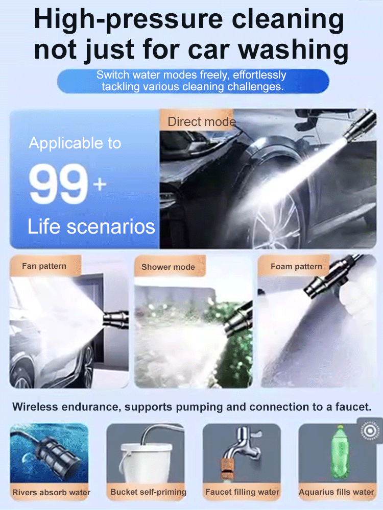 【US Patented, 10X Pressure Boost!】High-pressure water gun kit【5000 PSI high pressure, removes stubborn stains in 1 second!】