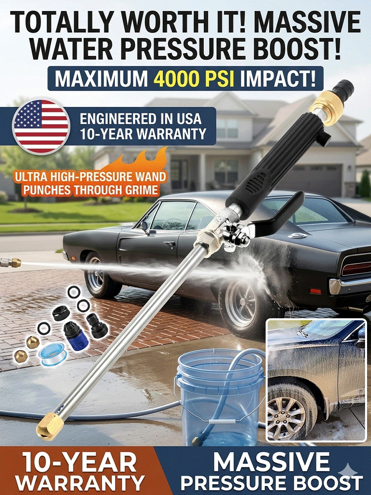 【US Patented, 10X Pressure Boost!】High-pressure water gun kit【5000 PSI high pressure, removes stubborn stains in 1 second!】