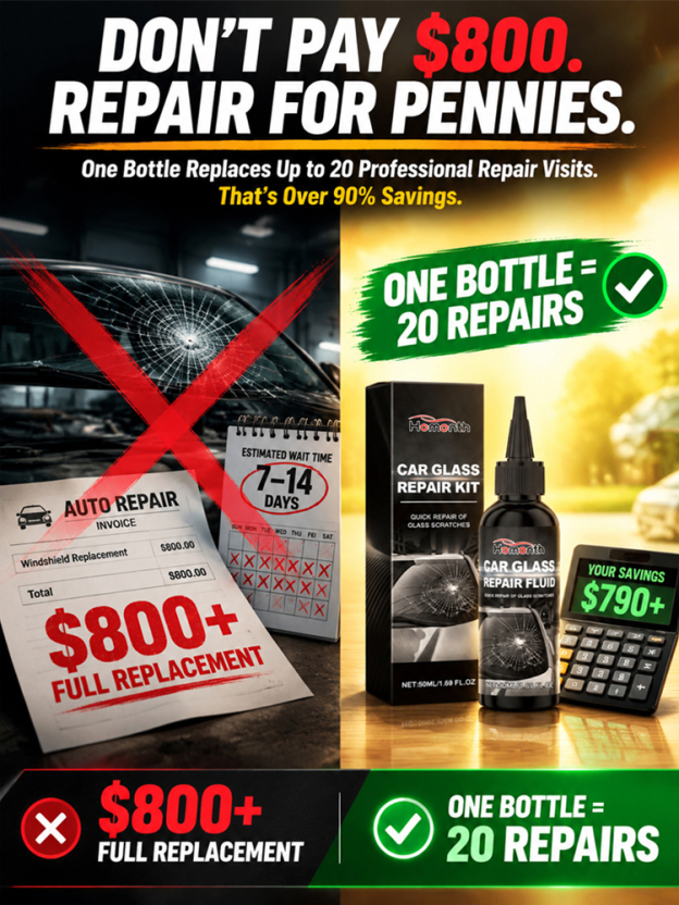 [Instant Repair] Car Glass Crack Repair Fluid，Limited-time Buy 1 Get 1 Free—suitable for all glass!