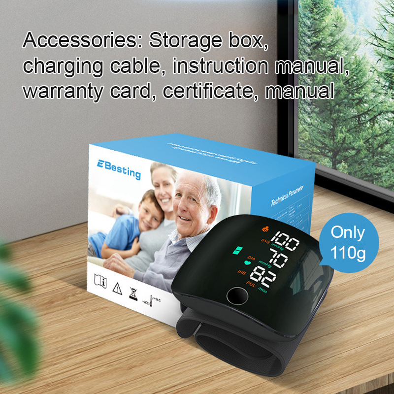 This medical-grade portable wrist blood pressure monitor allows for real-time monitoring at home, with the same accuracy as in hospitals, and is suitable for the whole family!