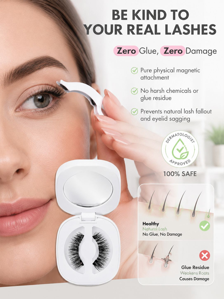 【2026 Hot Selling Magnetic False Eyelashes】[1-Second Makeup Application & Portable Storage Box] Magnetic False Eyelash Set【Apply in 1 second—suitable for everyone! Reusable up to 200 times!】