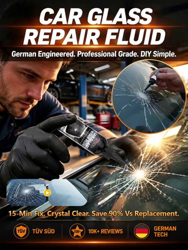 [Instant Repair] Car Glass Crack Repair Fluid，Limited-time Buy 1 Get 1 Free—suitable for all glass!