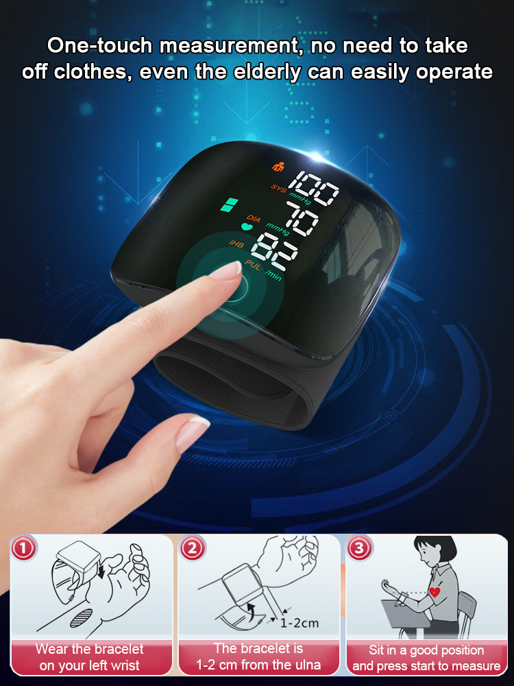 This medical-grade portable wrist blood pressure monitor allows for real-time monitoring at home, with the same accuracy as in hospitals, and is suitable for the whole family!