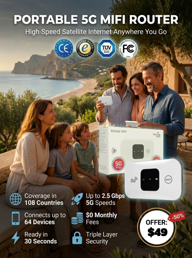 【No SIM, No Contract, No Hidden Costs 】Free Internet in Your Pocket 5G Router【One-time purchase, lifetime free high-speed WiFi!】