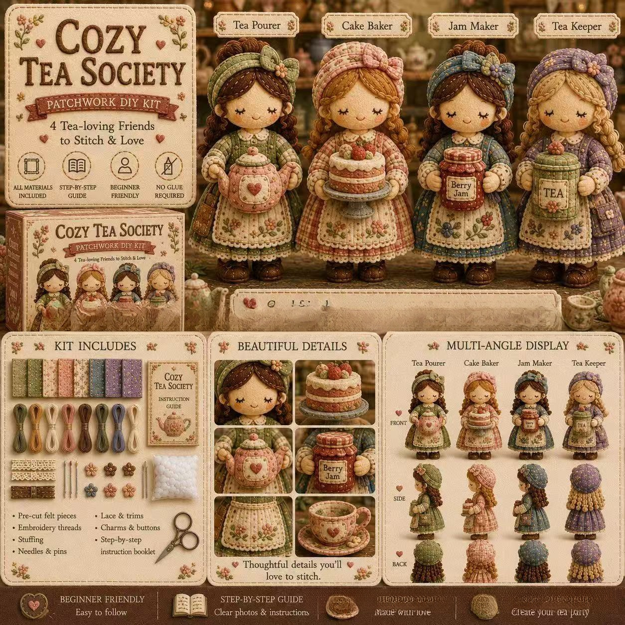 【Recent Hot Item in Europe and America】DIY Character Patchwork Sewing Kit【A Must-Have for Craft Lovers!】