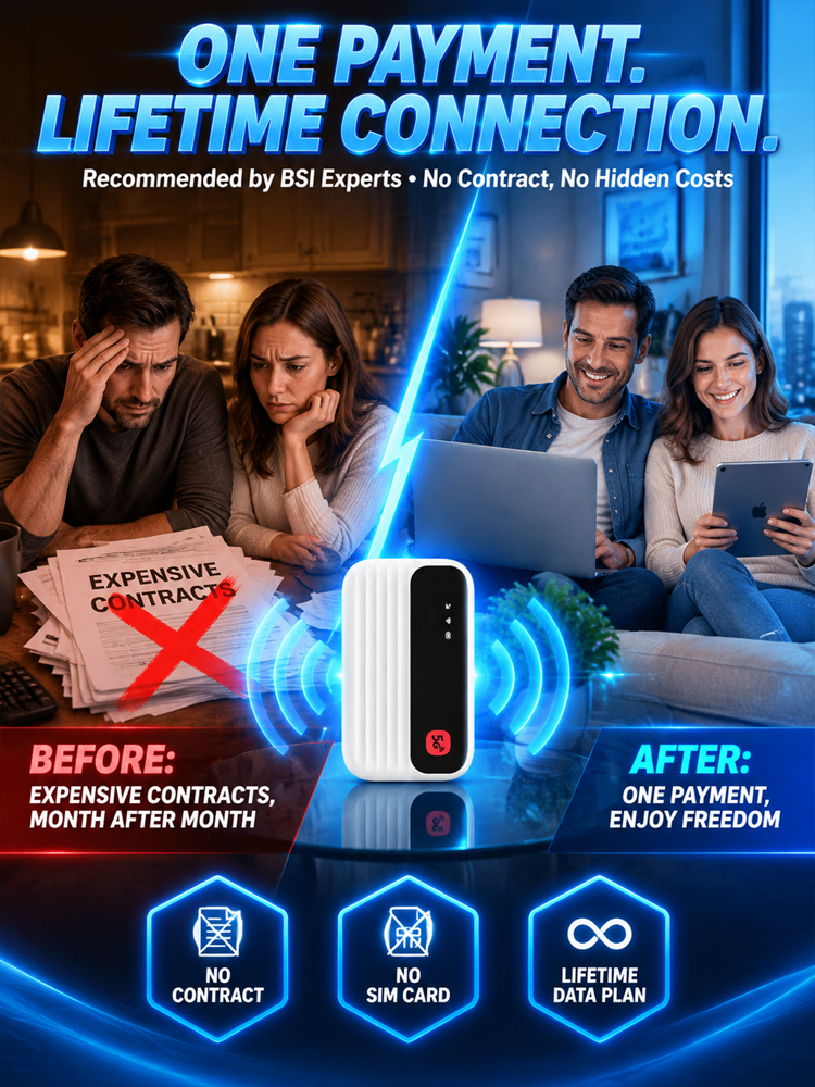 No contracts, no SIM cards, and no hidden fees—pay once for lifetime data access and say goodbye to hefty monthly broadband bills.