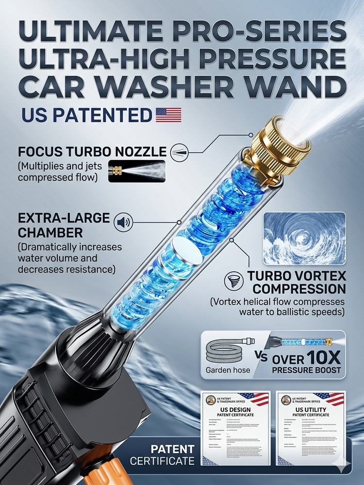 【US Patented, 10X Pressure Boost!】High-pressure water gun kit【5000 PSI high pressure, removes stubborn stains in 1 second!】