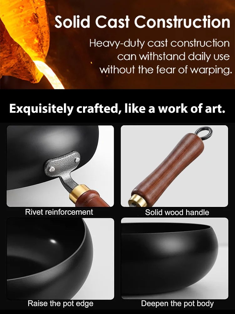 [Uncoated healthy pot] Traditional Forged Big-Belly Pot【Frying, stir-frying, stewing, and deep-frying – it can handle it all!】