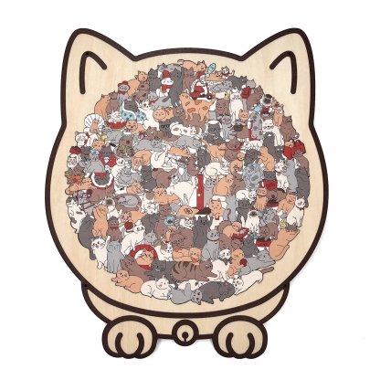 🎁TikTok Last Day Sale - 70% OFF🔥135-Piece Morandi-Colored Cat Shaped Wooden Jigsaw Puzzle