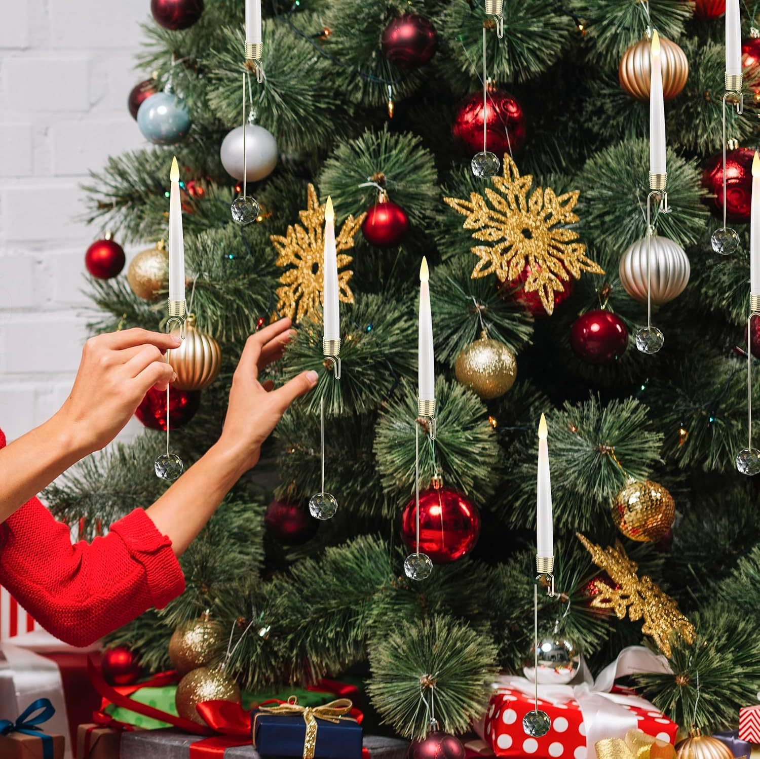 🎄TikTok Christmas Sale -60% OFF✨Christmas Tree Led Candles with Clear Crystal Ball Hook