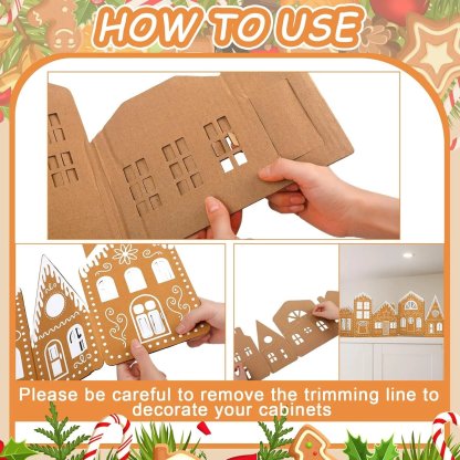 🎄TikTok Christmas Sale -70% OFF✨Gingerbread Village Magic(2 gingerbread house cardboards + 1 string light)