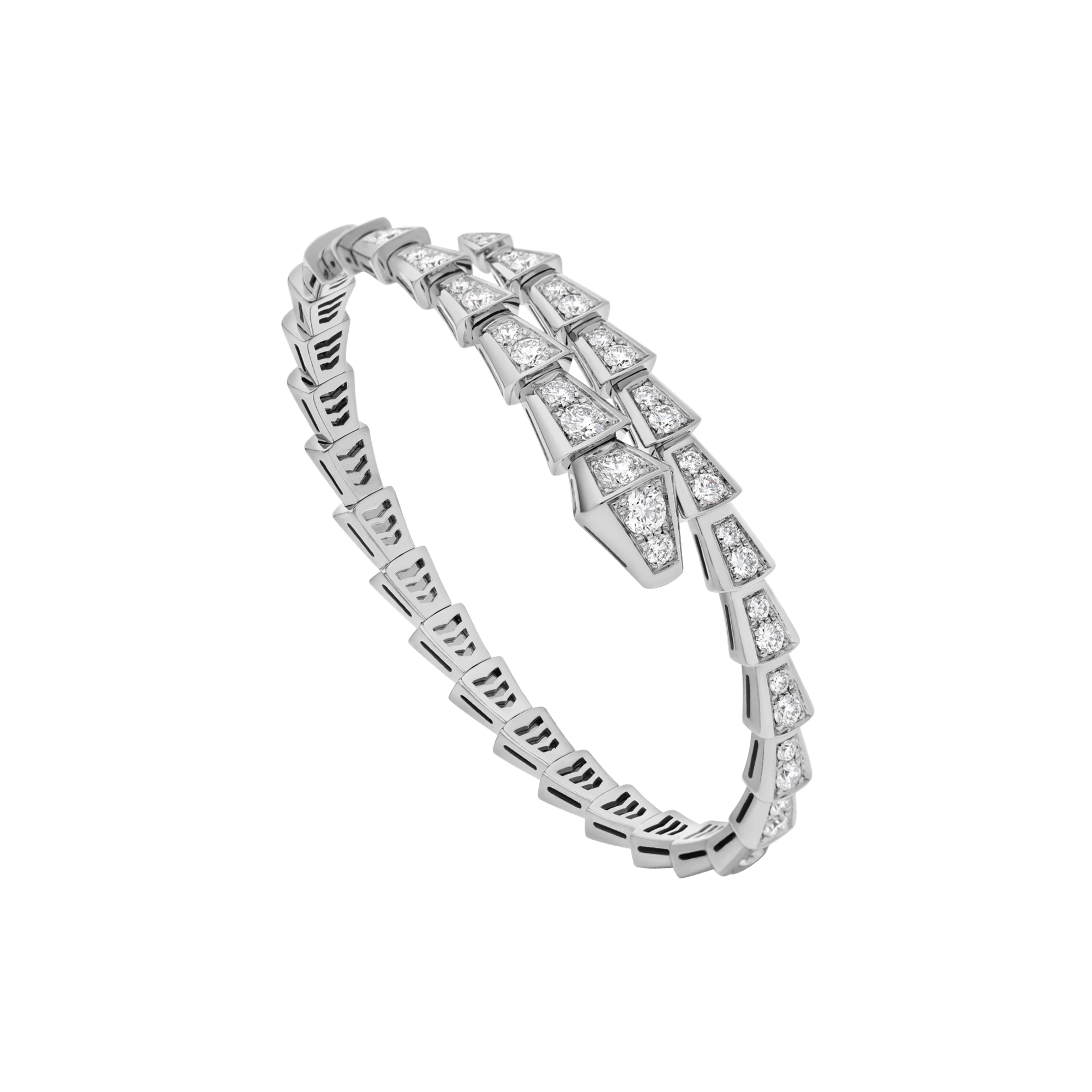 Bob Snake Giorno  Bracelet, White Gold, Moissanite Pavé,925 Silver