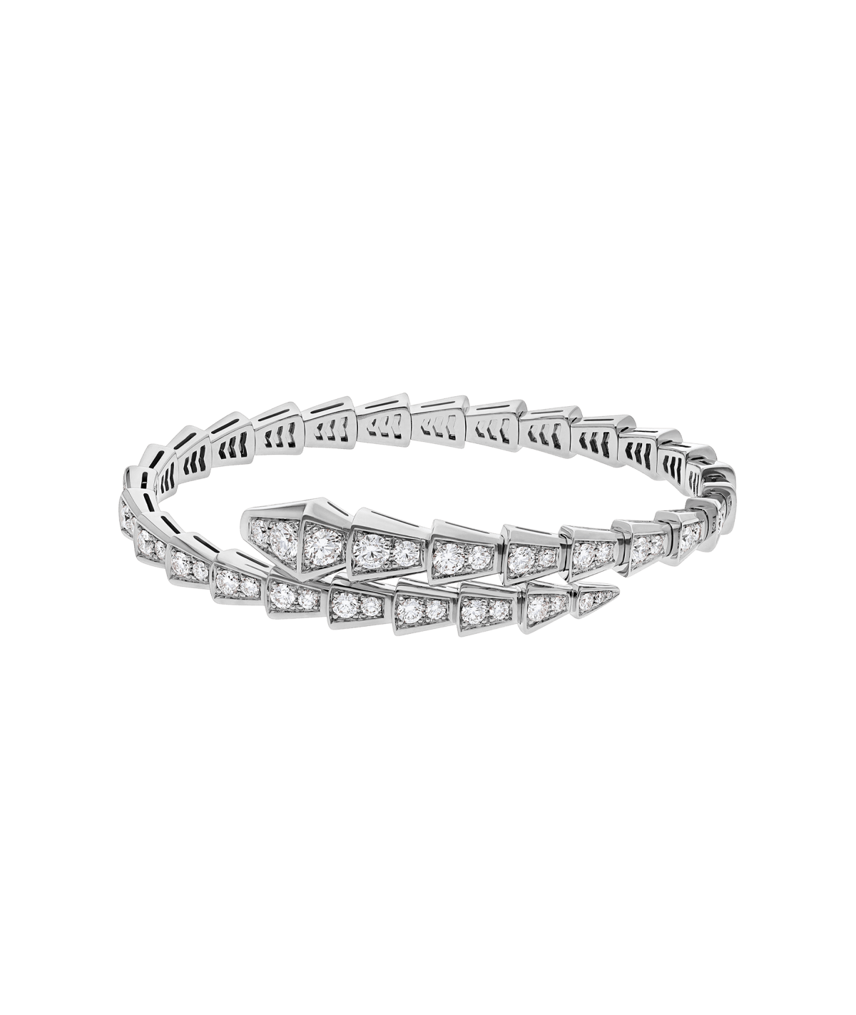 Bob Snake Giorno  Bracelet, White Gold, Moissanite Pavé,925 Silver