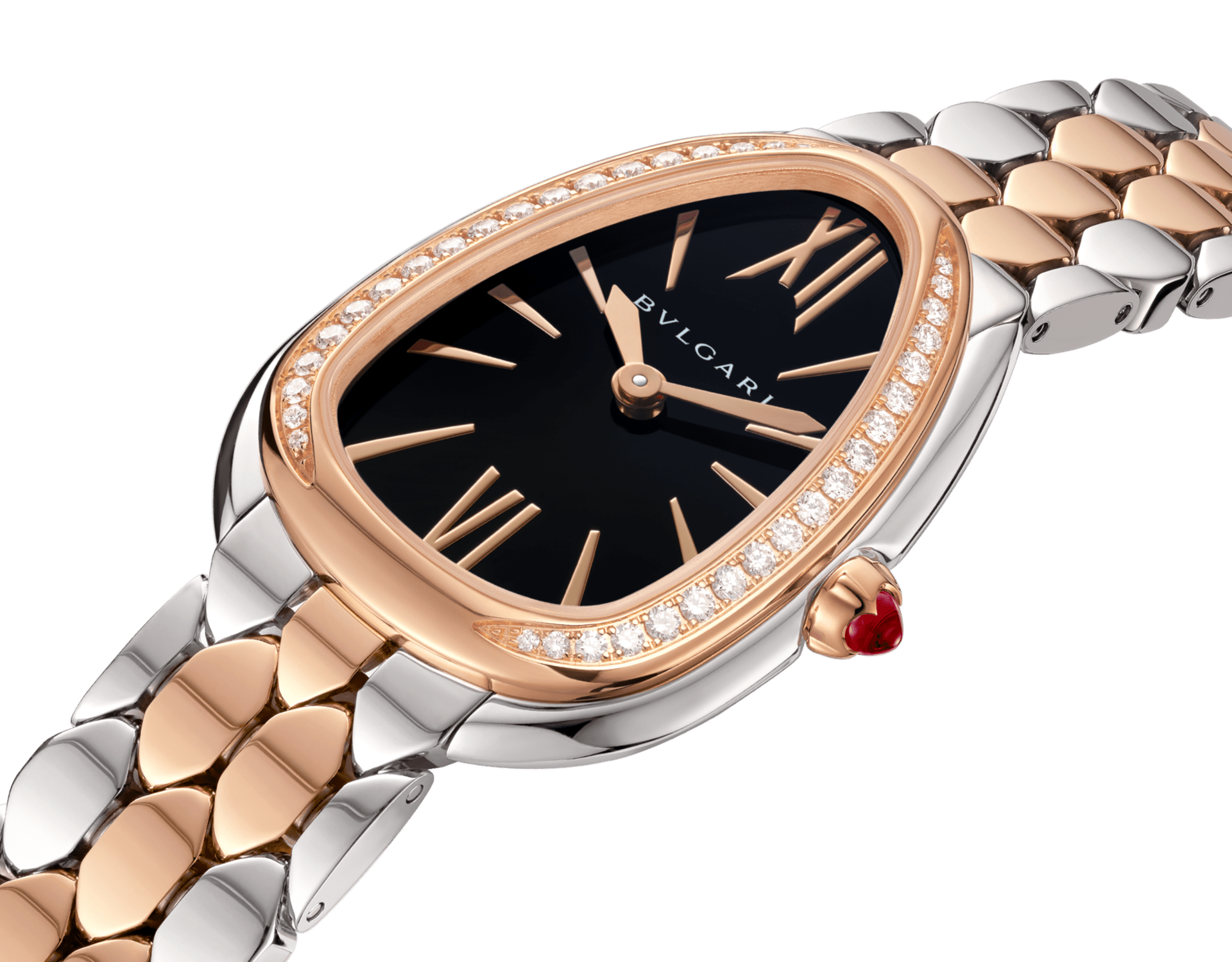Bob Snake Spiga Rose Gold Watch Bezel Set With Brilliant-cut Diamonds Black Dial
