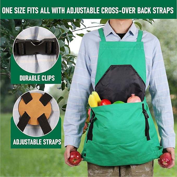 Cross Back Gardening Apron With Deep Kangaroo Release Pockets