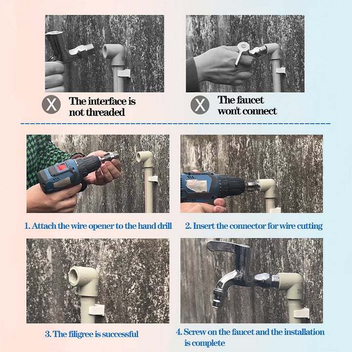 🎉Last Day Clearance Sale - 49% OFF🌲Electric Drill Compatible PVC Pipe Threader Kit with Various Die Sizes-SLOOSELYK