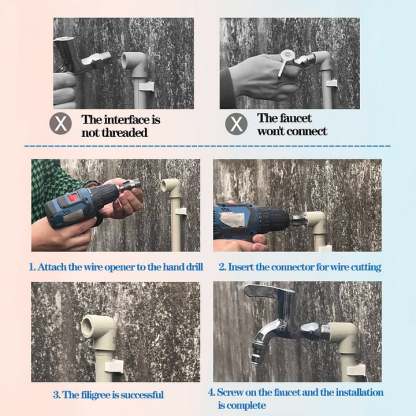 🎉Last Day Clearance Sale - 49% OFF🌲Electric Drill Compatible PVC Pipe Threader Kit with Various Die Sizes-SLOOSELYK