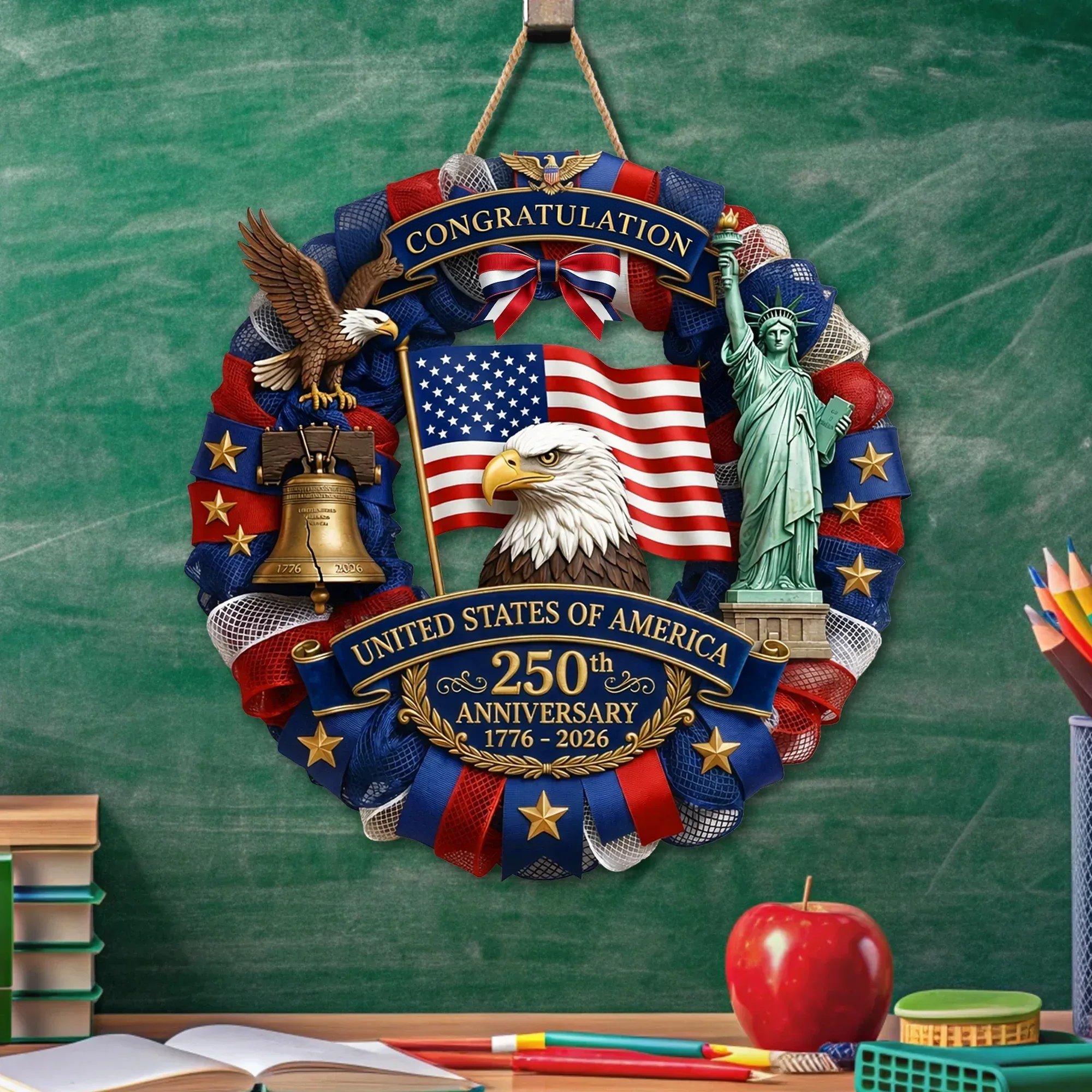 🔥LAST DAY 50% OFF - ❤️Personalized Patriotic 250th Anniversary Wooden Sign