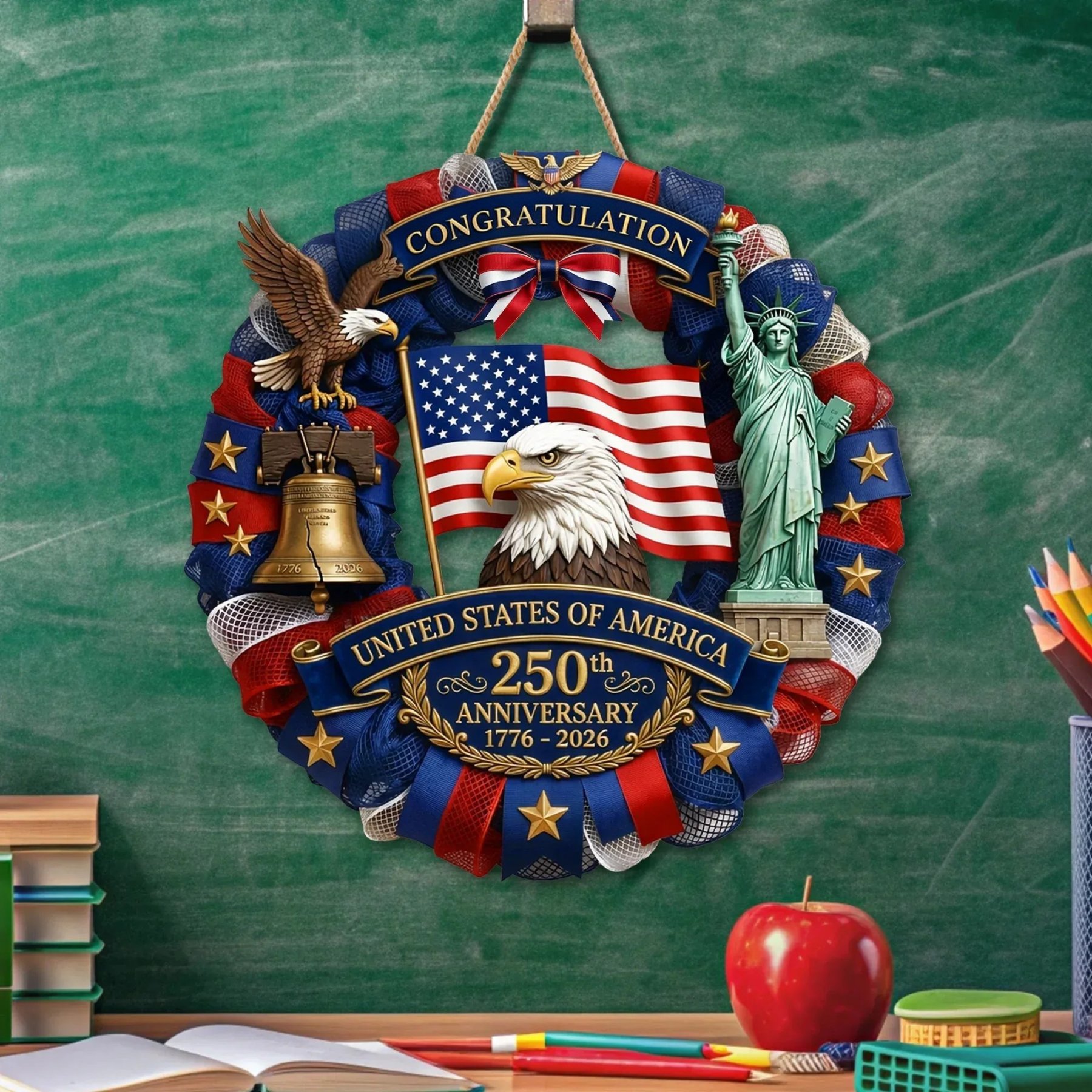 🔥LAST DAY 50% OFF - ❤️Personalized Patriotic 250th Anniversary Wooden Sign