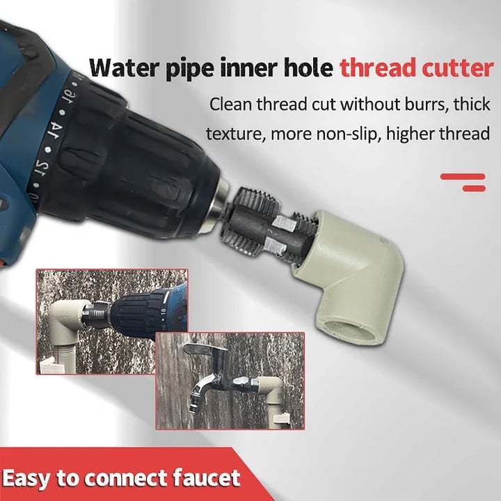 🎉Last Day Clearance Sale - 49% OFF🌲Electric Drill Compatible PVC Pipe Threader Kit with Various Die Sizes-SLOOSELYK