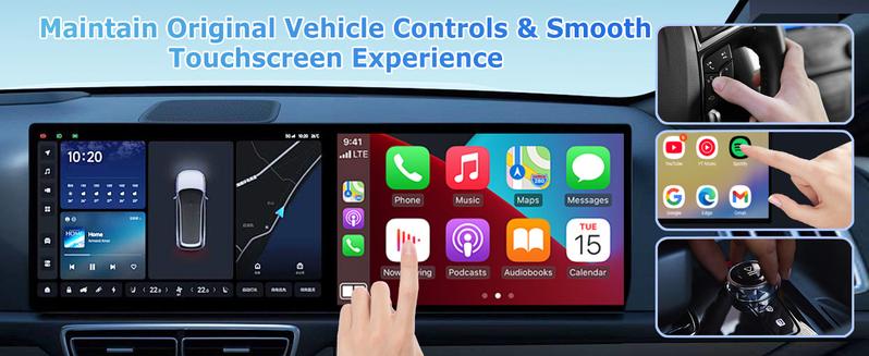 【Yurnlv】2026 Upgrade 3 in 1 AirPlay with Wired to Wireless Carplay Adapter, screen mirror and watching any app on your car screen, such as YouTube Netflix Tiktok Disney+ etc., the car must has factory wired CarPlay
