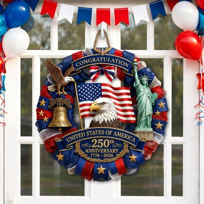 🔥LAST DAY 50% OFF - ❤️Personalized Patriotic 250th Anniversary Wooden Sign