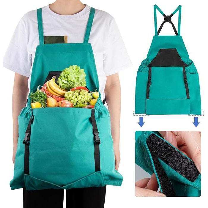 Cross Back Gardening Apron With Deep Kangaroo Release Pockets