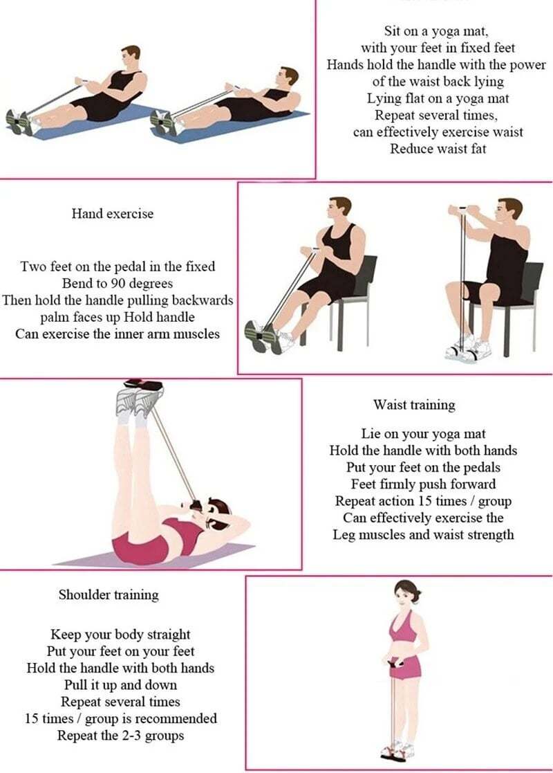 21 Fitness Resistance Bands-4 Tube Pedal Ankle Puller-SLOOSELYK