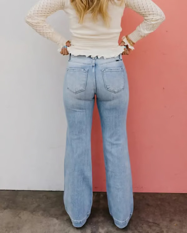 🏆LAST DAY SALE 50% OFF - Plus Size High Rise Vintage Wash Straight Leg Jeans