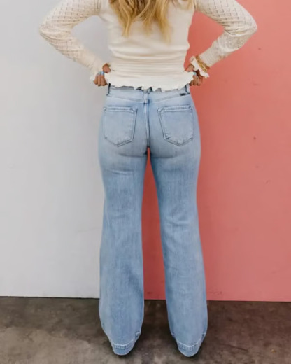 🏆LAST DAY SALE 50% OFF - Plus Size High Rise Vintage Wash Straight Leg Jeans