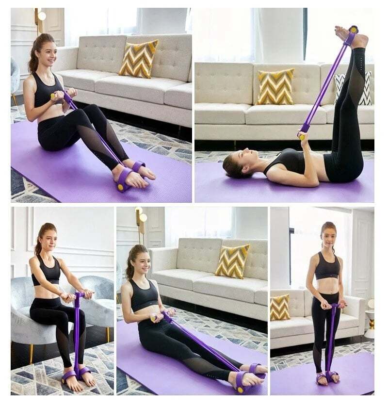 21 Fitness Resistance Bands-4 Tube Pedal Ankle Puller-SLOOSELYK