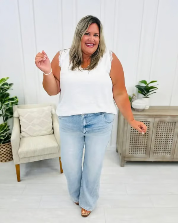 🏆LAST DAY SALE 50% OFF - Plus Size High Rise Vintage Wash Straight Leg Jeans