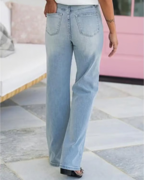 🏆LAST DAY SALE 50% OFF - Plus Size High Rise Vintage Wash Straight Leg Jeans