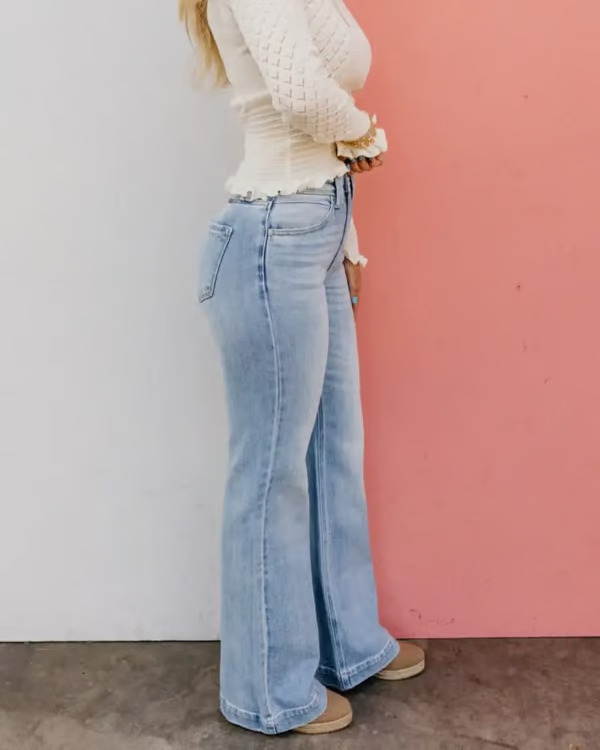 🏆LAST DAY SALE 50% OFF - Plus Size High Rise Vintage Wash Straight Leg Jeans