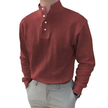 🔥Buy 2 Get Free Shipping🔥Gentleman's Simple Basic Stand-up Collar Long-sleeved Polo Shirt