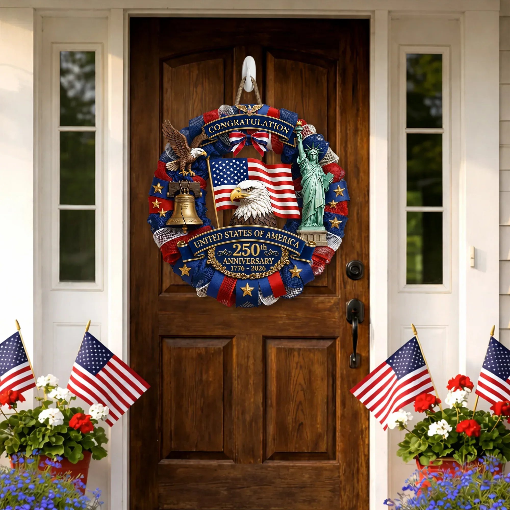 🔥LAST DAY 50% OFF - ❤️Personalized Patriotic 250th Anniversary Wooden Sign