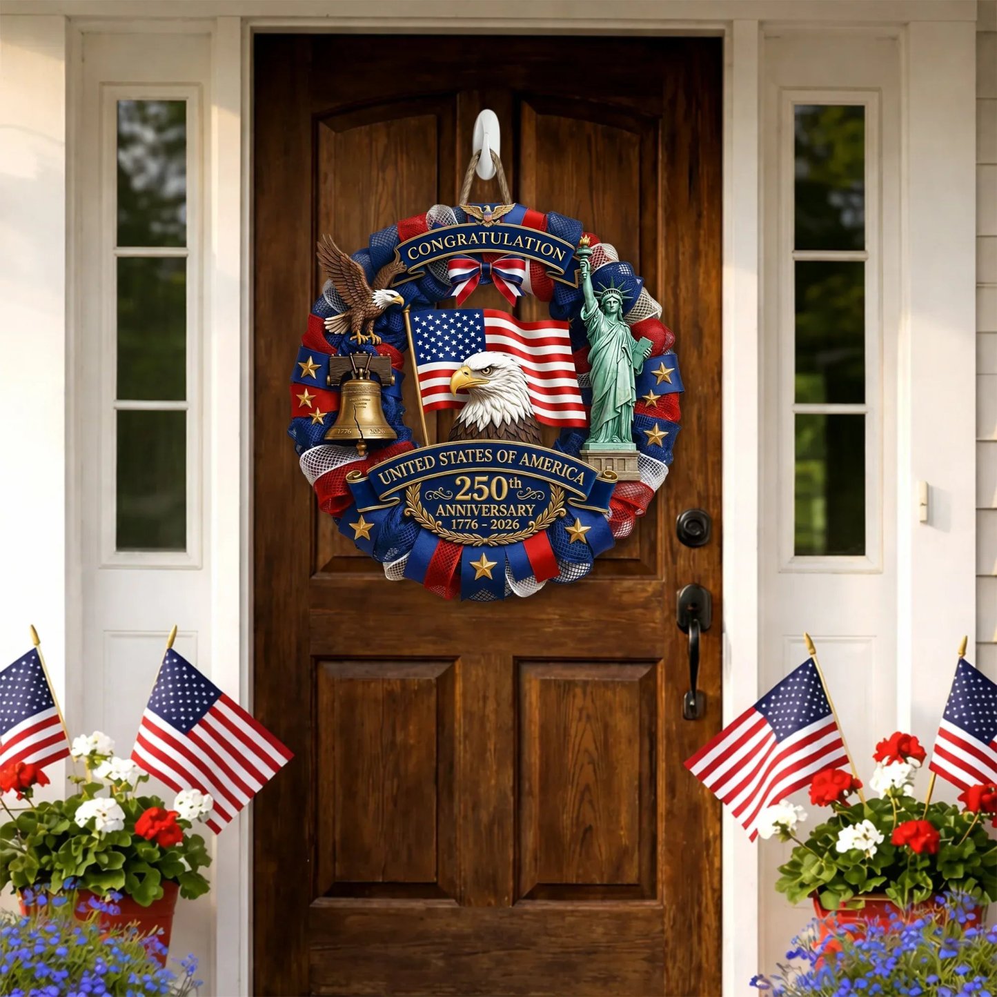 🔥LAST DAY 50% OFF - ❤️Personalized Patriotic 250th Anniversary Wooden Sign