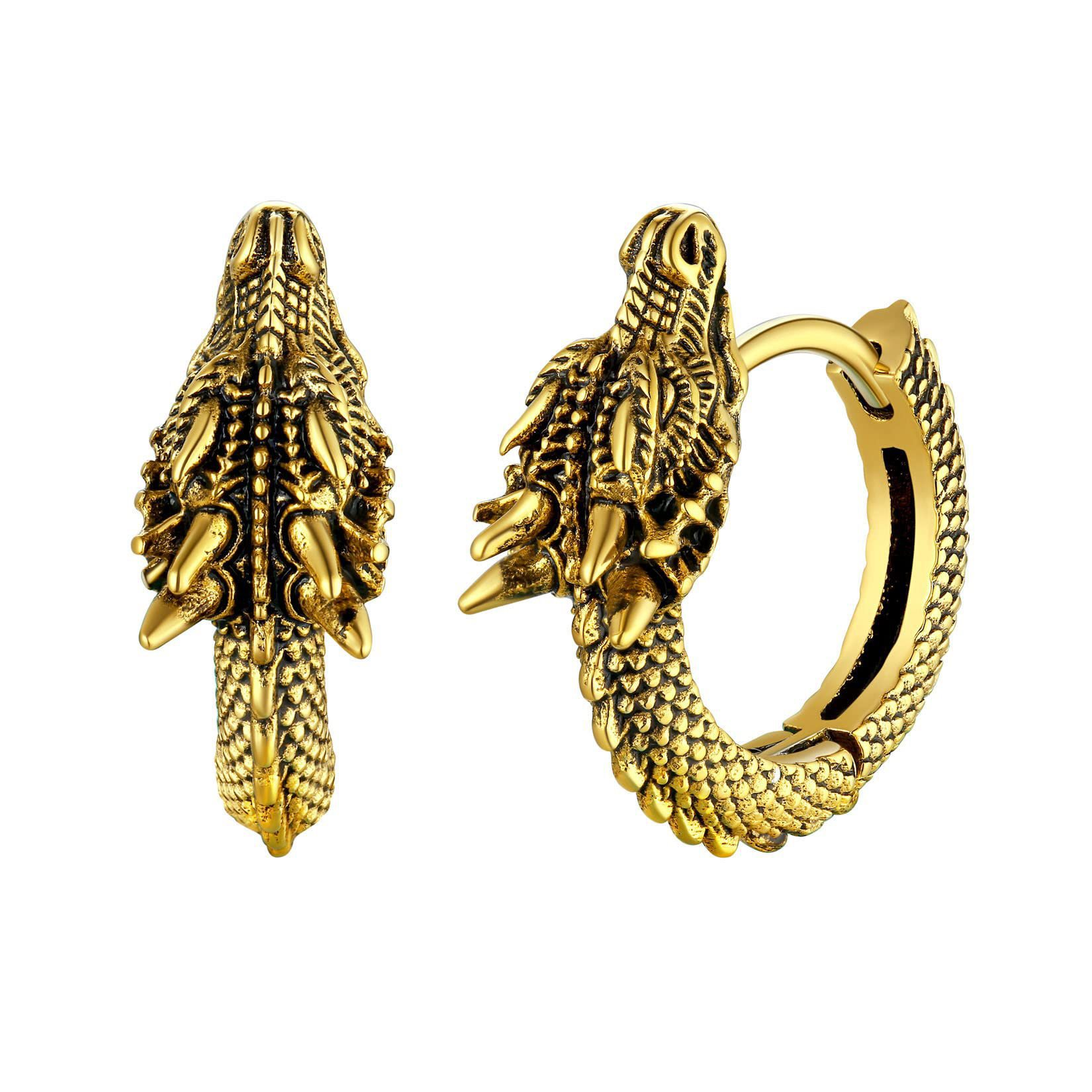 Dragon Hoop Earrings Punk Small Dragon Hoop Earrings for Men Women